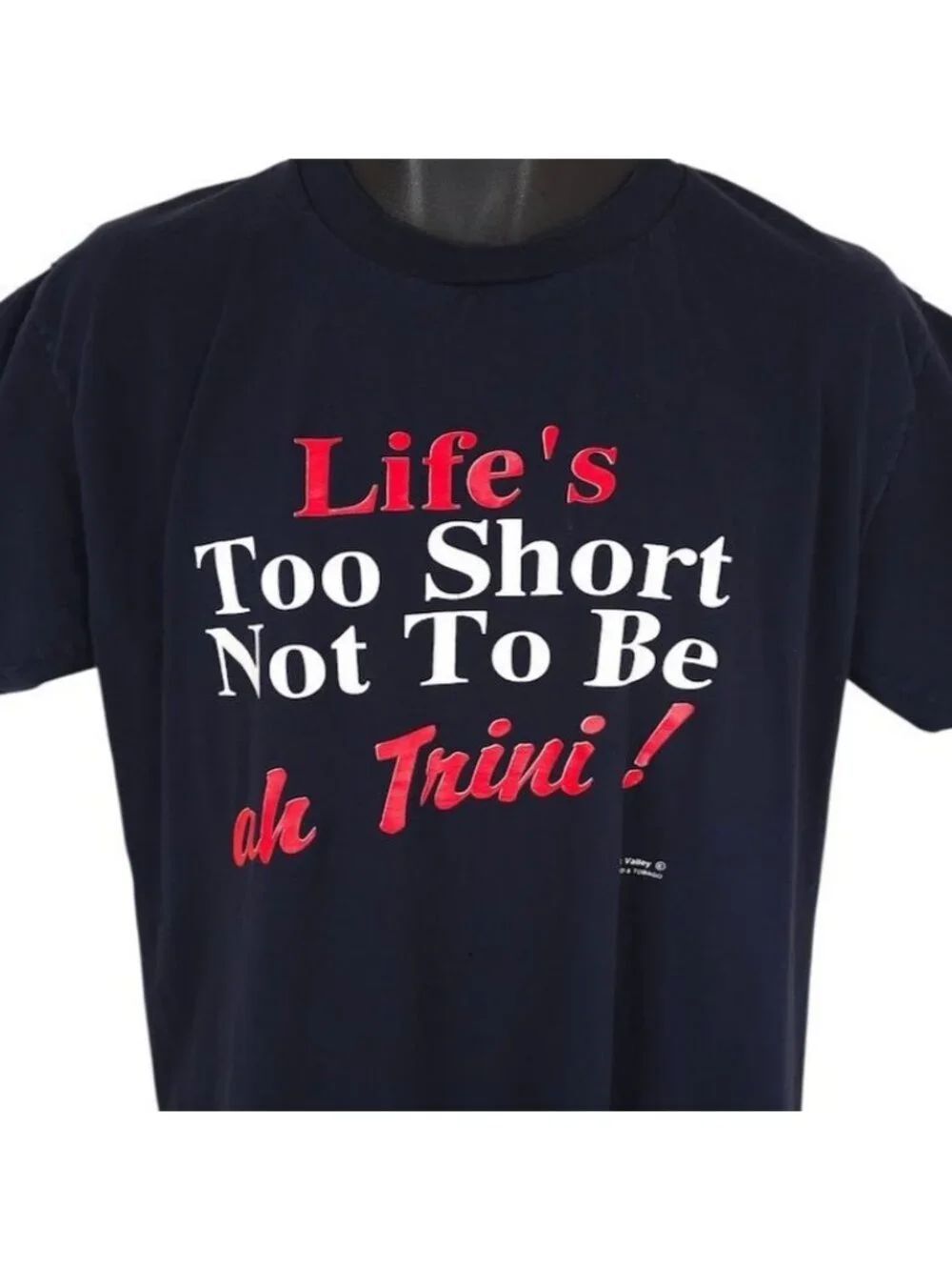 Vintage Trinidad T Shirt Mens Size Large Blue 90s Ah Trini Caribbean Travel Tee